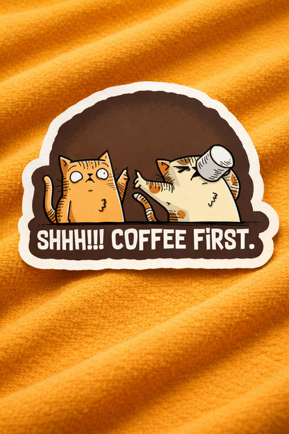Coffee First Cats - Iron on Patch - Coffee