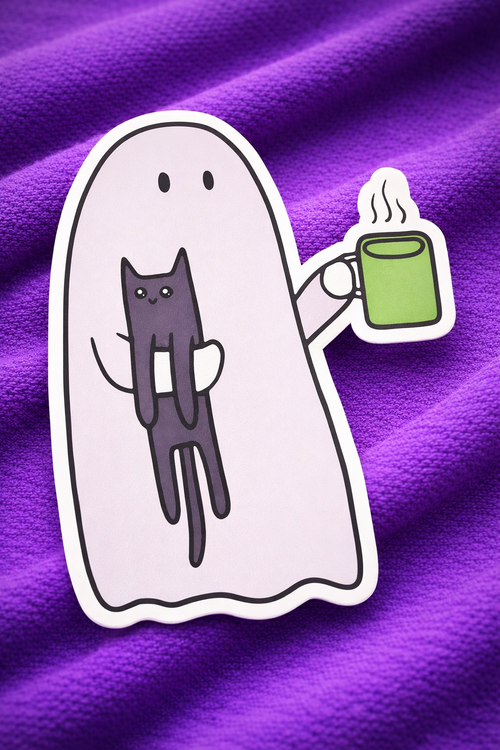 Ghost Needs Coffee - Iron on Patch - Coffee